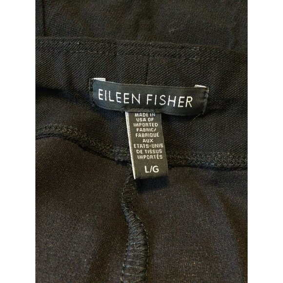 Eileen Fisher System Slim Ankle Pants Flat Front Stretch Pull-On Black Large - Picture 4 of 6